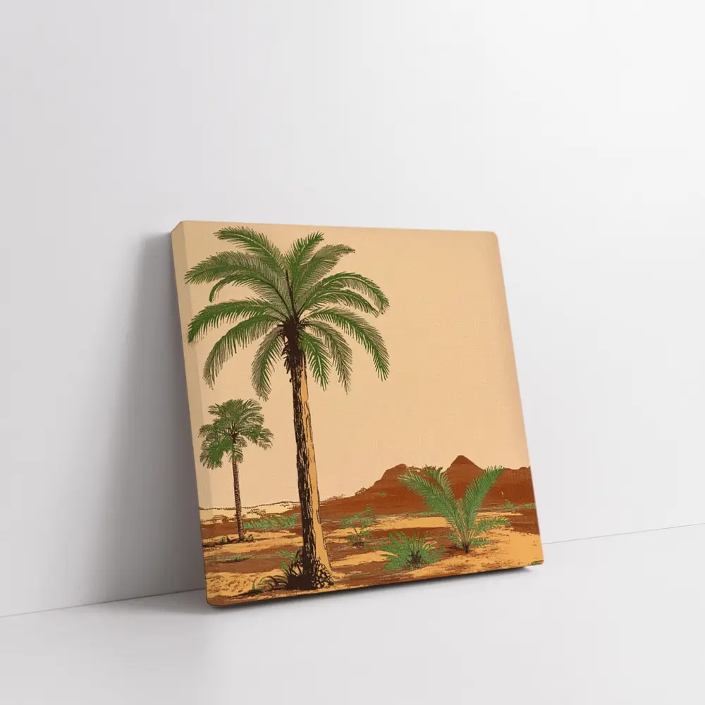 Desert Palm Trees Vintage Botanical Illustration – Wall Art