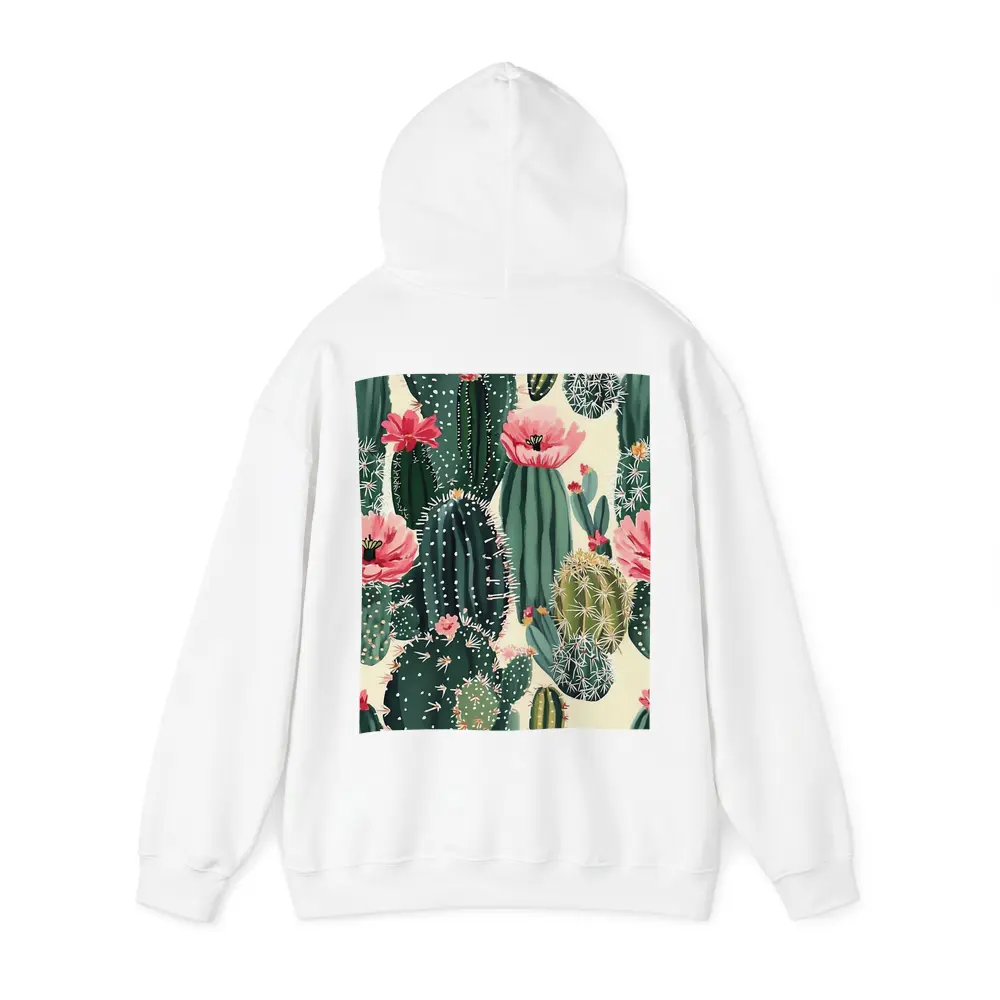 Flowering Cactus Pattern Green Pink Botanical – Hoodies