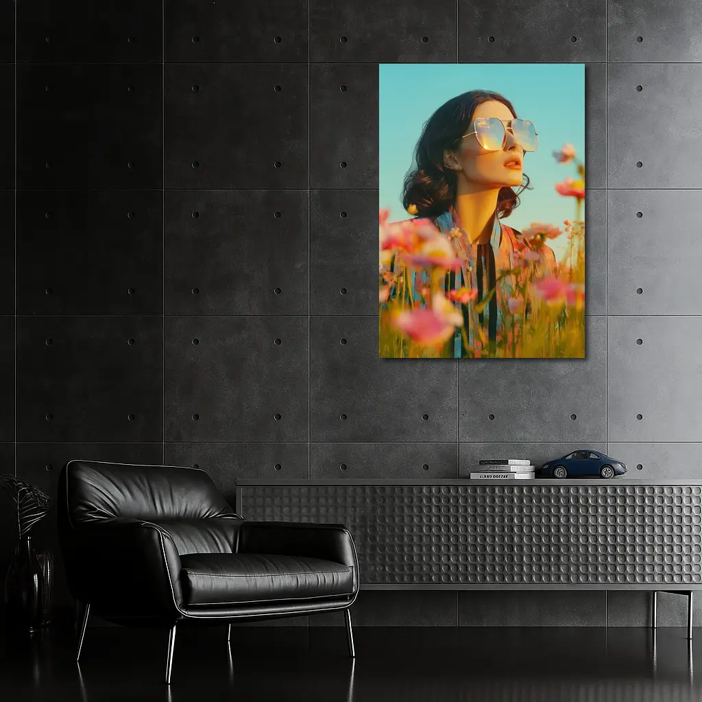 Woman Sunglasses Pink Wildflower Field Summer – Wall Art