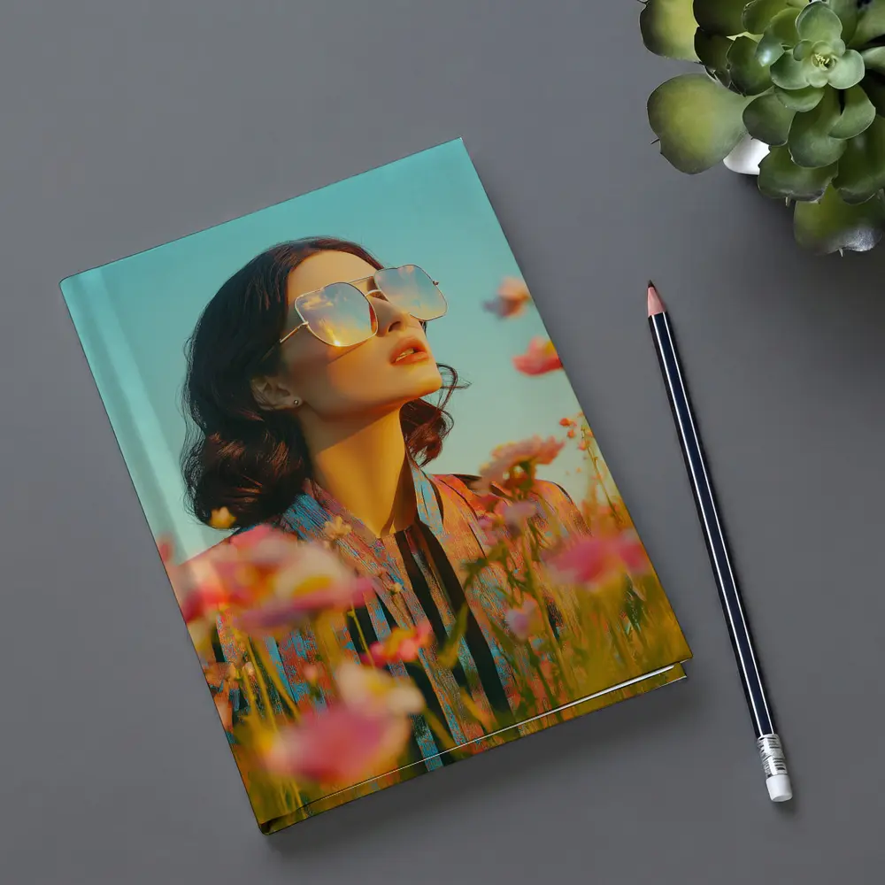 Woman Sunglasses Pink Wildflower Field Summer – Notebooks