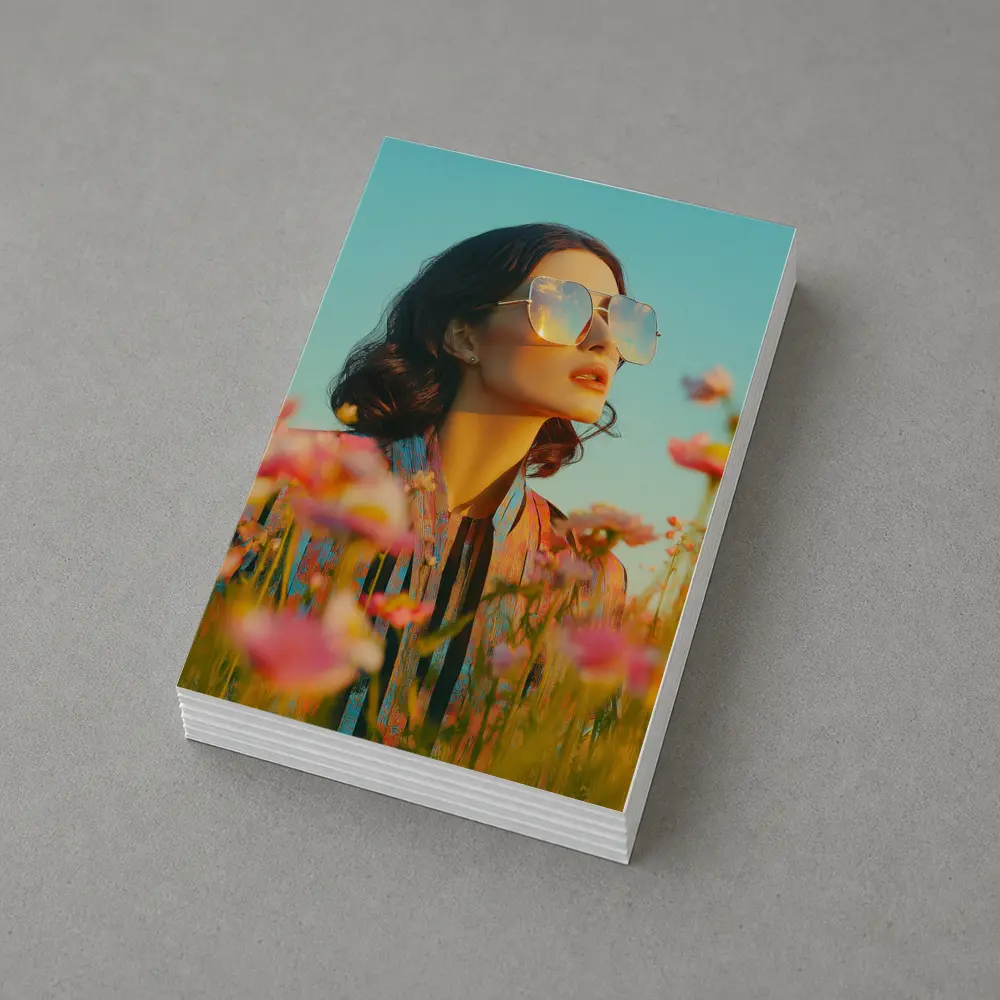 Woman Sunglasses Pink Wildflower Field Summer – Postcards