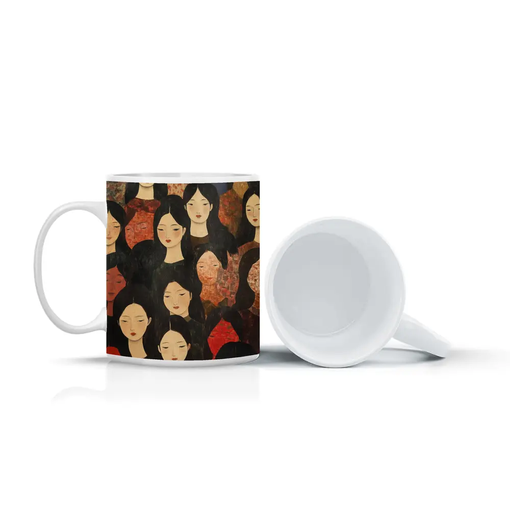 Women Crowd Folk Art Dark Background – Mugs