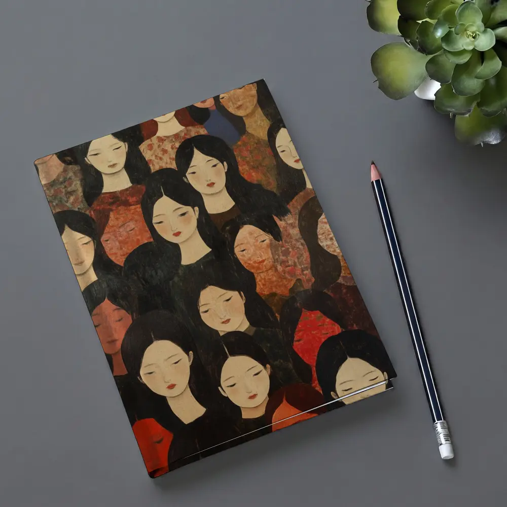 Women Crowd Folk Art Dark Background – Notebooks