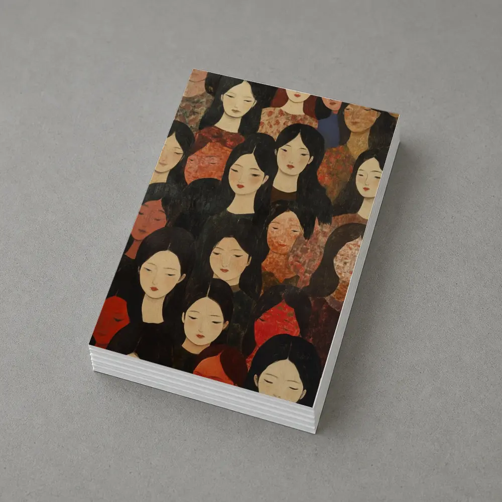 Women Crowd Folk Art Dark Background – Postcards