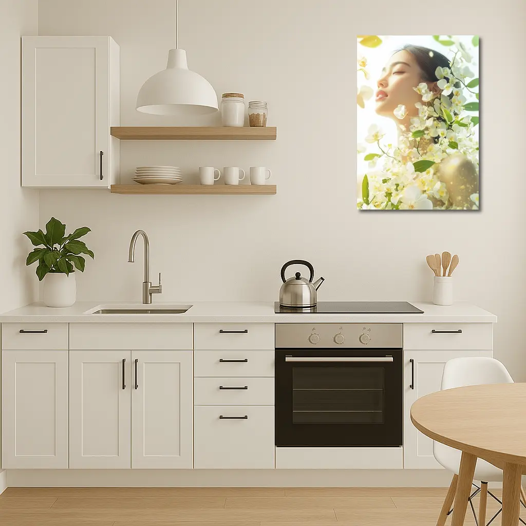 Asian Woman Portrait White Orchids Floral – Wall Art