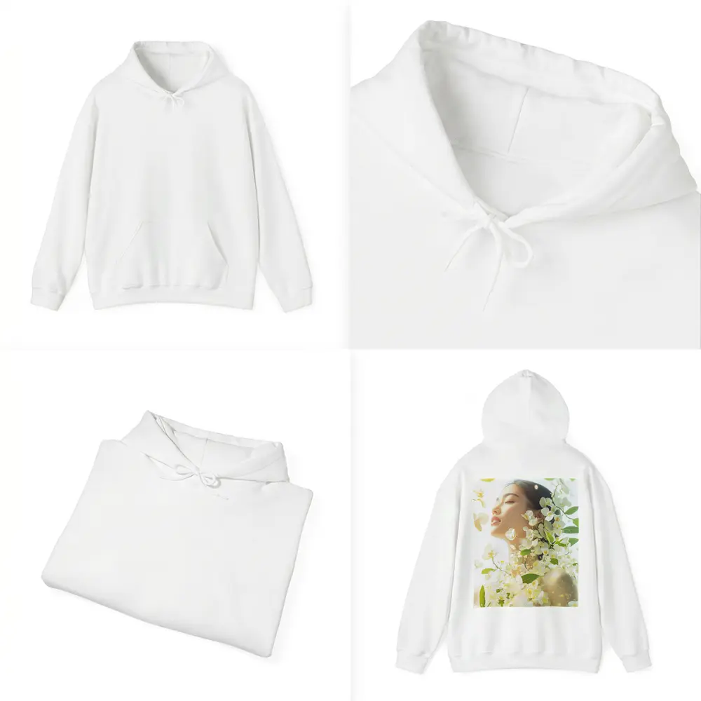 Asian Woman Portrait White Orchids Floral – Hoodies