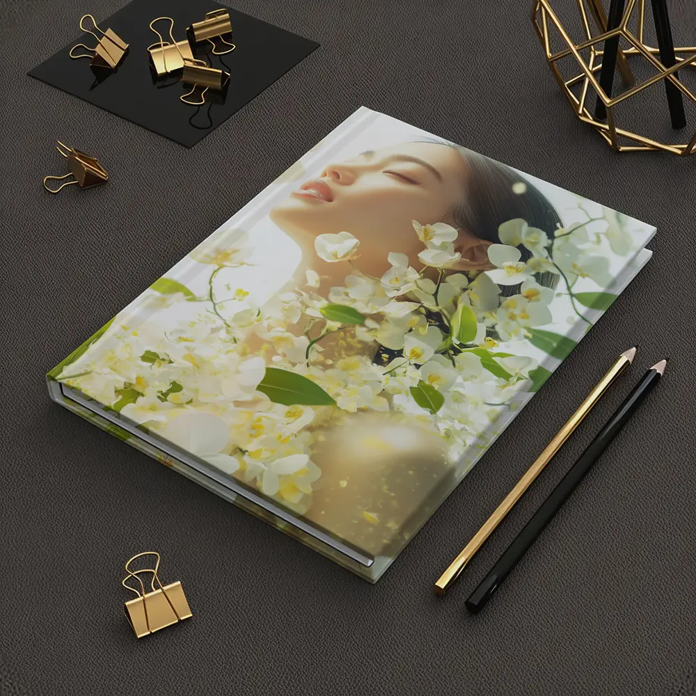 Asian Woman Portrait White Orchids Floral – Notebooks