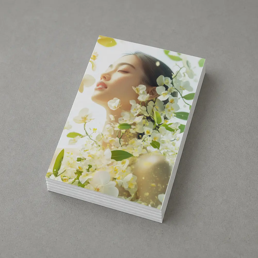 Asian Woman Portrait White Orchids Floral – Postcards