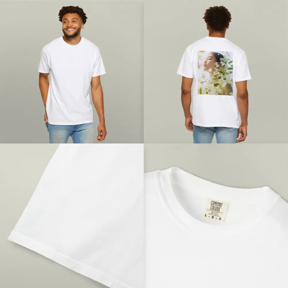 Asian Woman Portrait White Orchids Floral – T-Shirts