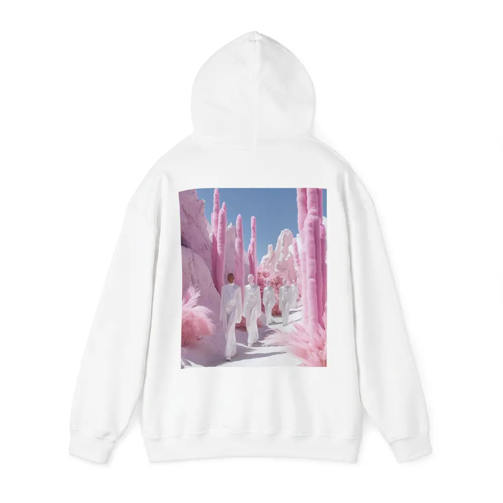 Surreal Pink Desert Figures White Landscape – Hoodies