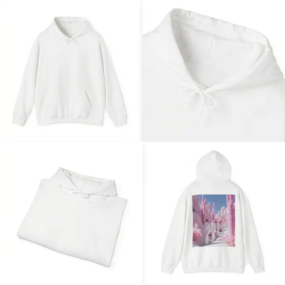 Surreal Pink Desert Figures White Landscape – Hoodies