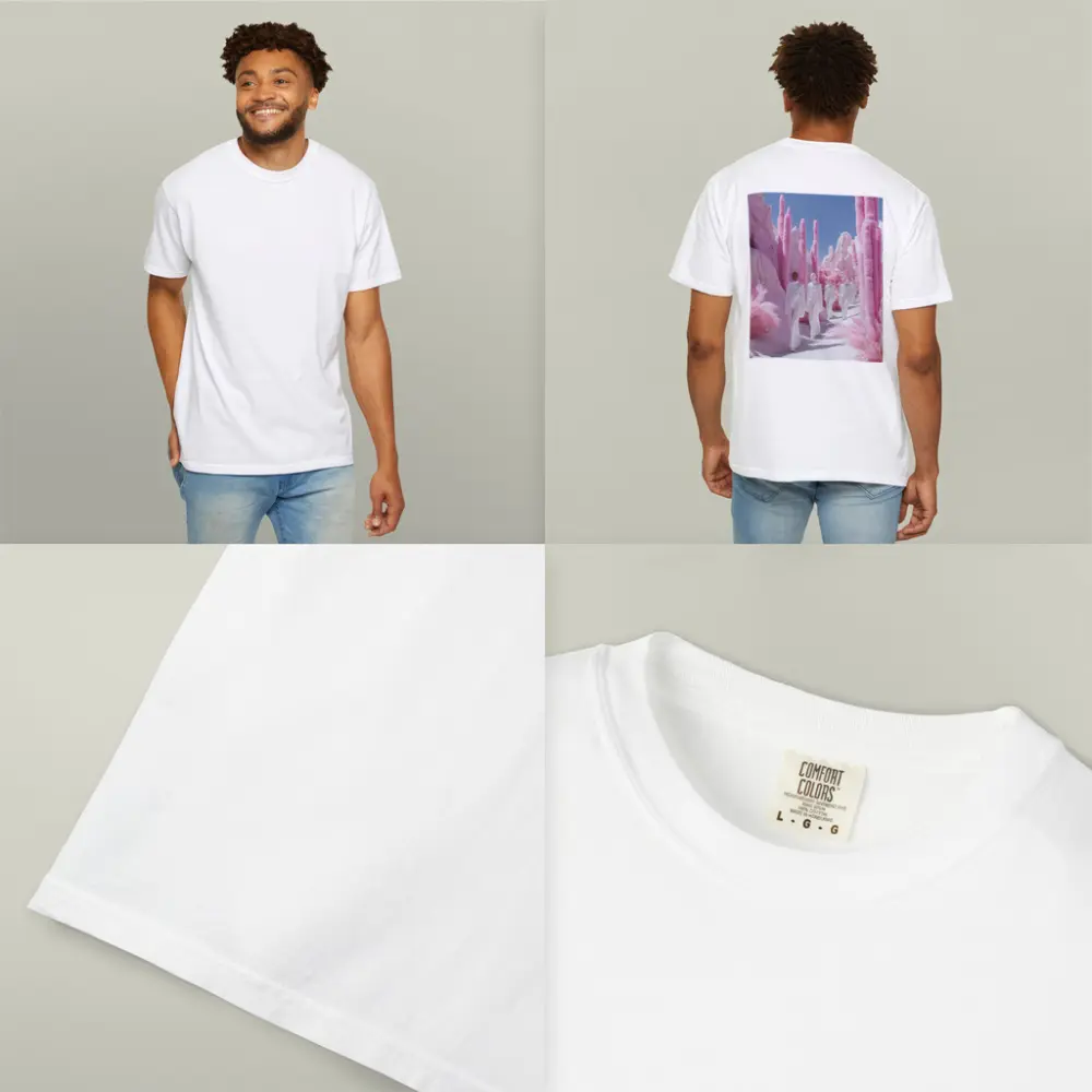 Surreal Pink Desert Figures White Landscape – T-Shirts