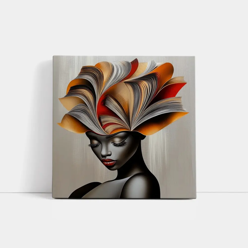 Woman With Book Pages Headdress Art – Wall Art