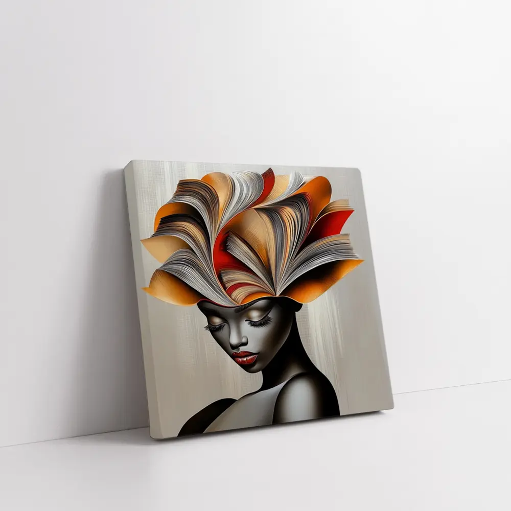 Woman With Book Pages Headdress Art – Wall Art