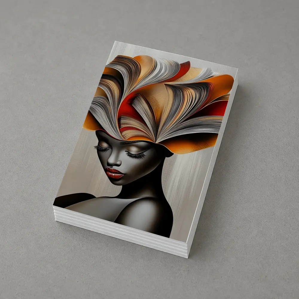 Woman With Book Pages Headdress Art – Postcards