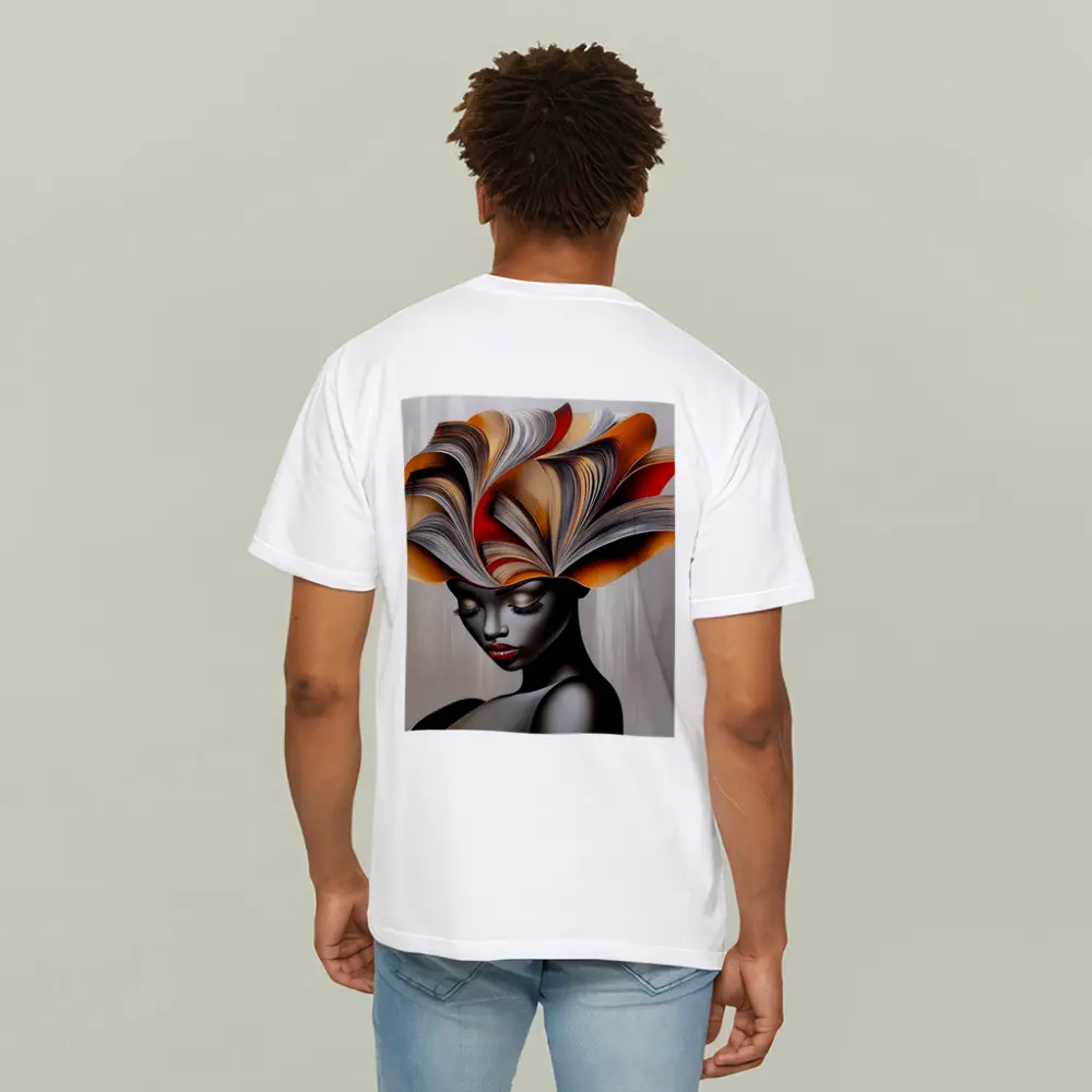 Woman With Book Pages Headdress Art – T-Shirts