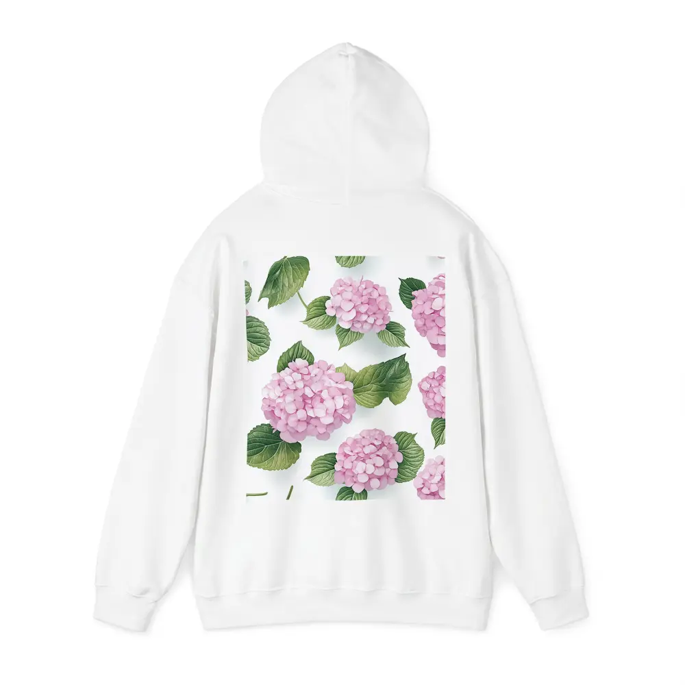 Pink Hydrangea Flowers Green Leaves White Background – Hoodies