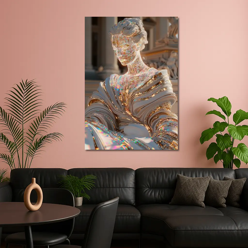 Holographic Greek Sculpture Classical Architecture Background – Wall Art