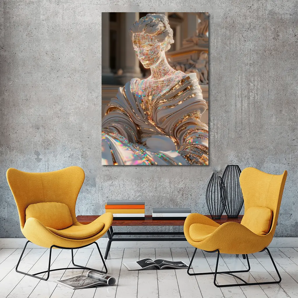 Holographic Greek Sculpture Classical Architecture Background – Wall Art