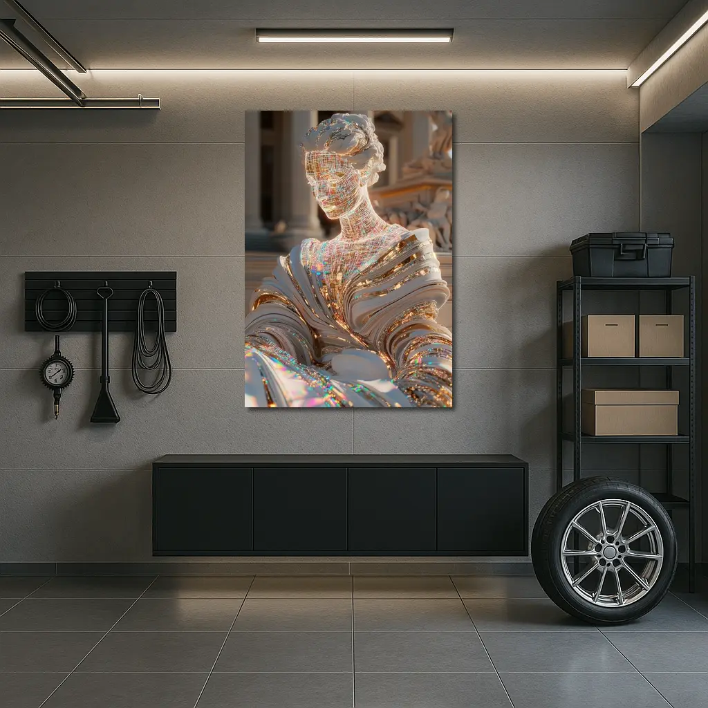 Holographic Greek Sculpture Classical Architecture Background – Wall Art