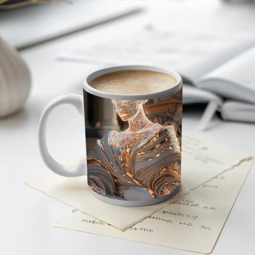 Holographic Greek Sculpture Classical Architecture Background – Mugs