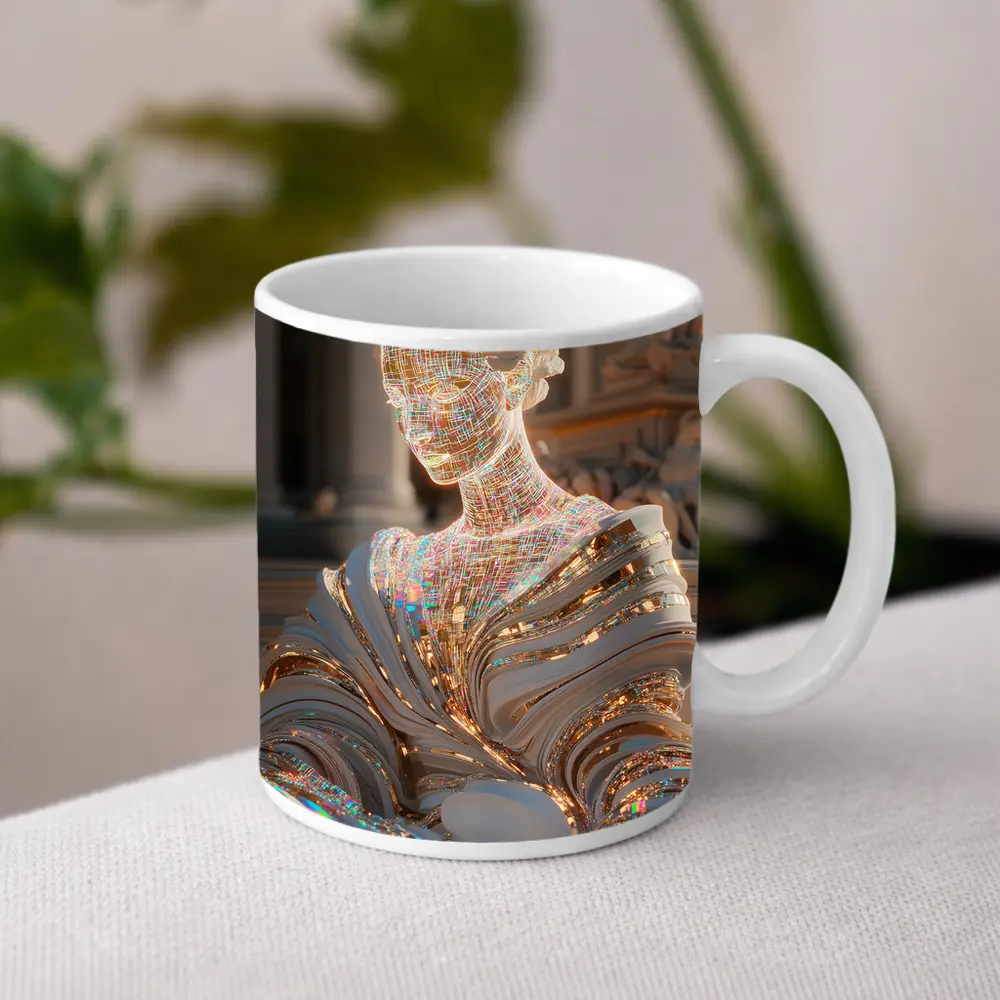 Holographic Greek Sculpture Classical Architecture Background – Mugs