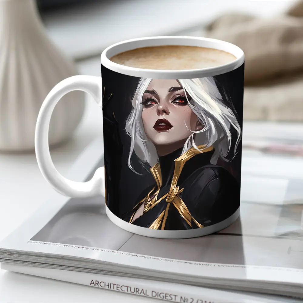 White Haired Villain Woman Dark Fantasy Art – Mugs