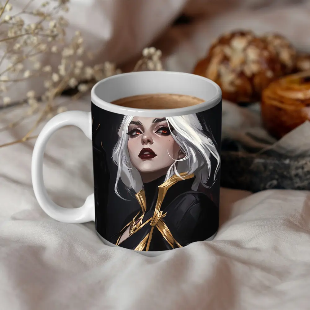 White Haired Villain Woman Dark Fantasy Art – Mugs
