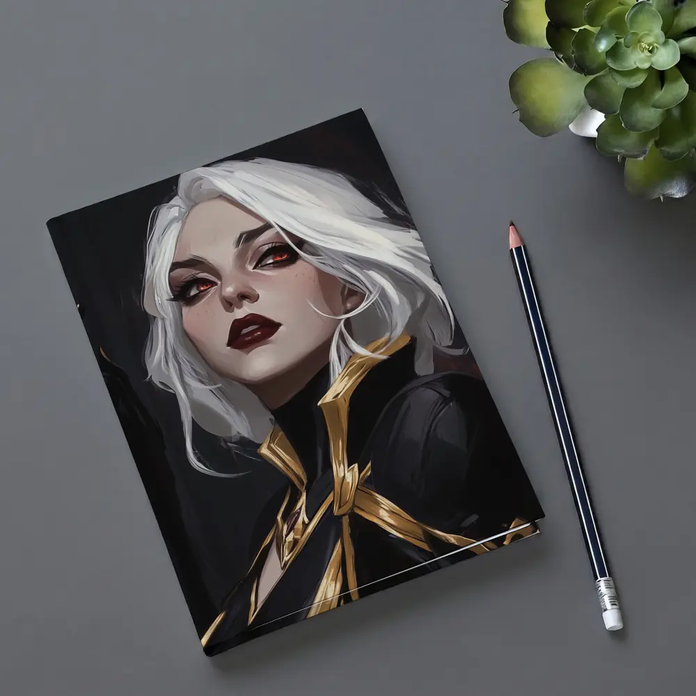 White Haired Villain Woman Dark Fantasy Art – Notebooks