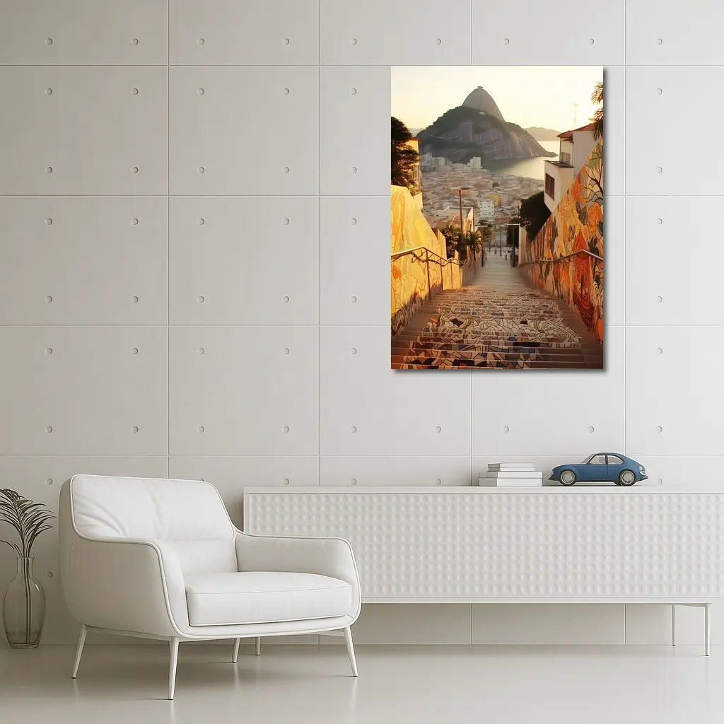 Rio de Janeiro Stairs Sugarloaf Mountain View – Wall Art