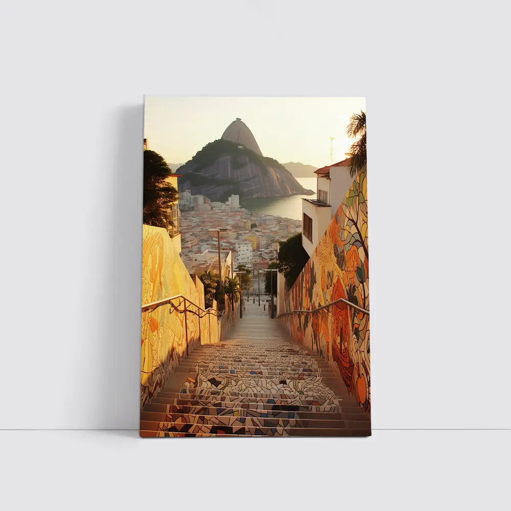 Rio de Janeiro Stairs Sugarloaf Mountain View – Wall Art