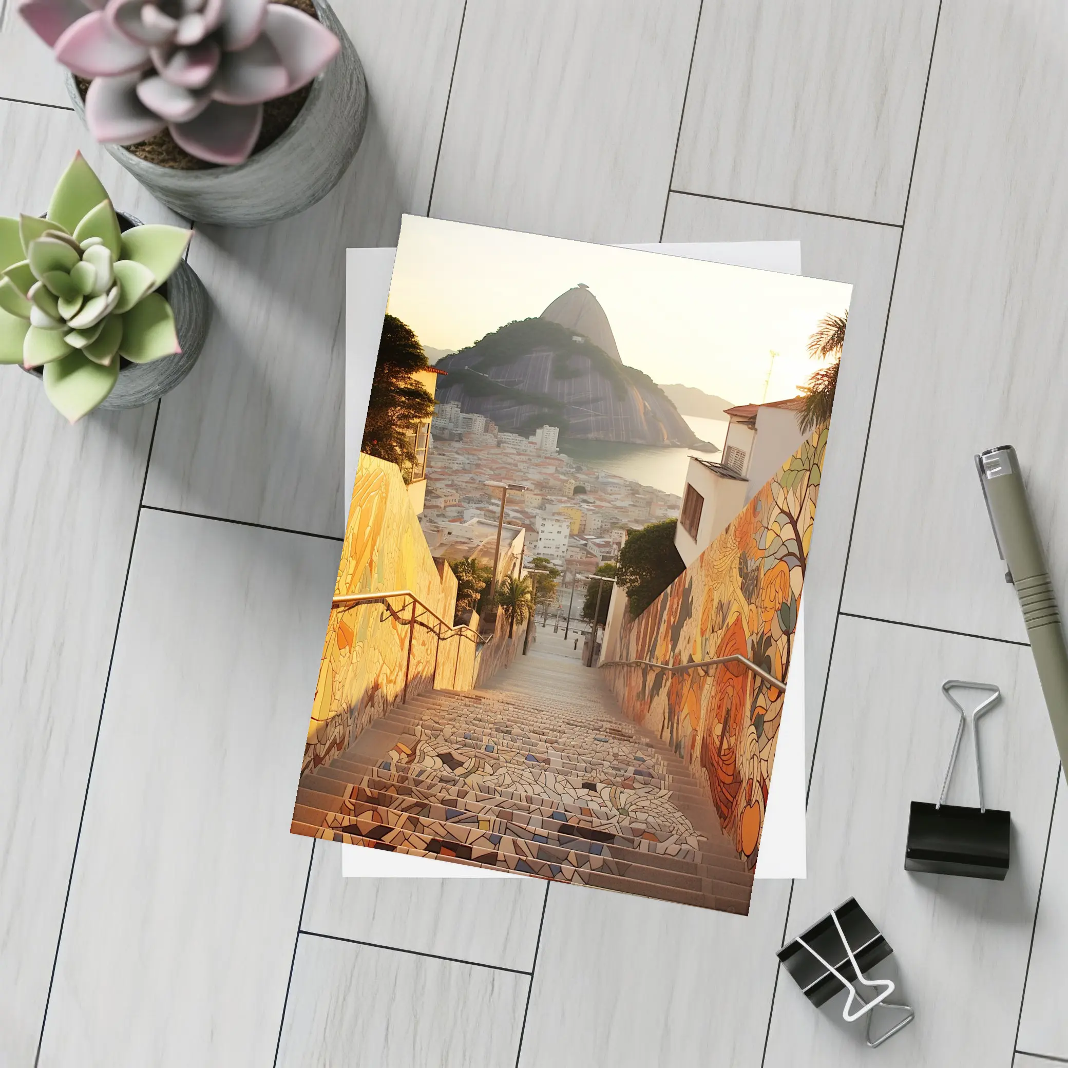 Rio de Janeiro Stairs Sugarloaf Mountain View – Postcards