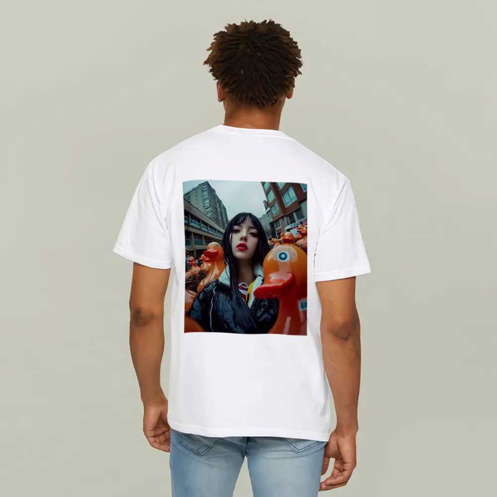 Girl Surrounded By Rubber Ducks Urban Street – T-Shirts