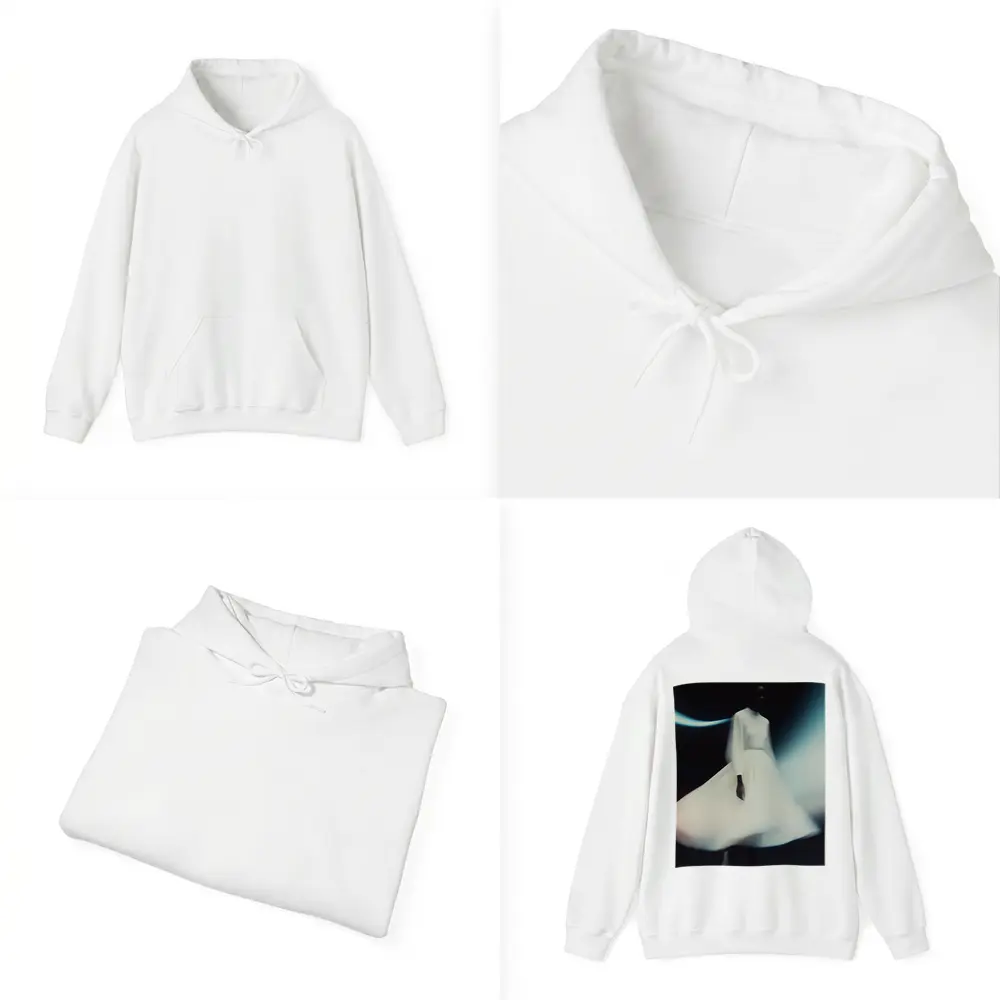 Woman White Dress Spinning Dark Background – Hoodies