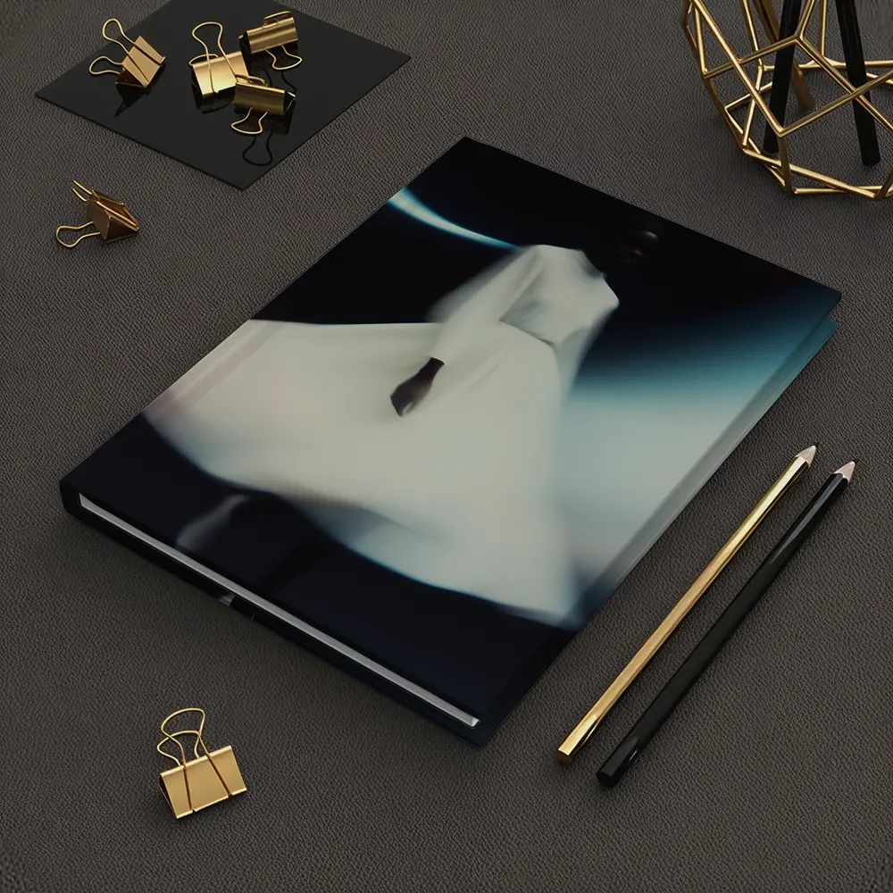 Woman White Dress Spinning Dark Background – Notebooks