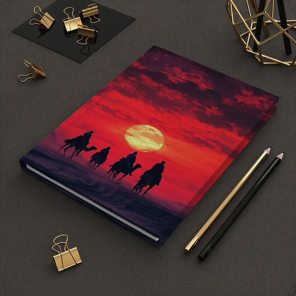 Camel Caravan Silhouette Red Desert Sunset – Notebooks