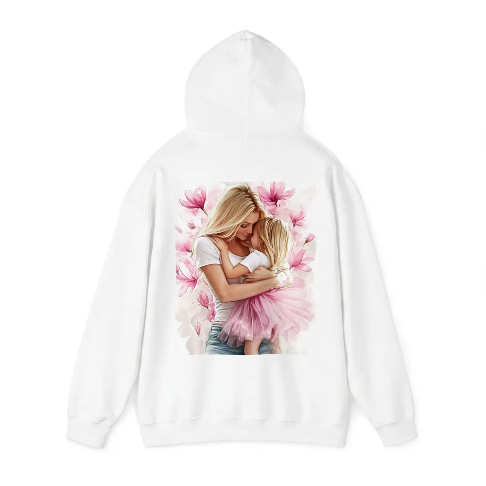 Mother Daughter Hug Pink Magnolia Flowers – Hoodies