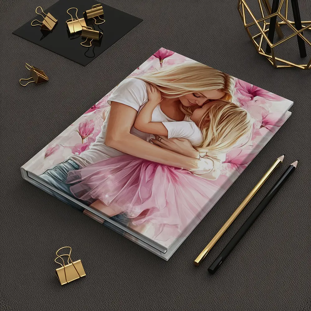 Mother Daughter Hug Pink Magnolia Flowers – Notebooks