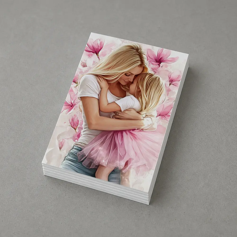 Mother Daughter Hug Pink Magnolia Flowers – Postcards