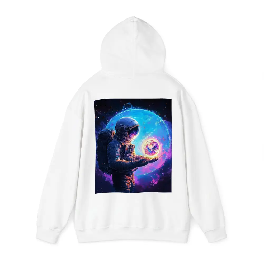 Astronaut Holding Glowing Earth in Space – Hoodies