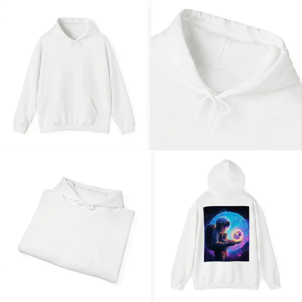 Astronaut Holding Glowing Earth in Space – Hoodies