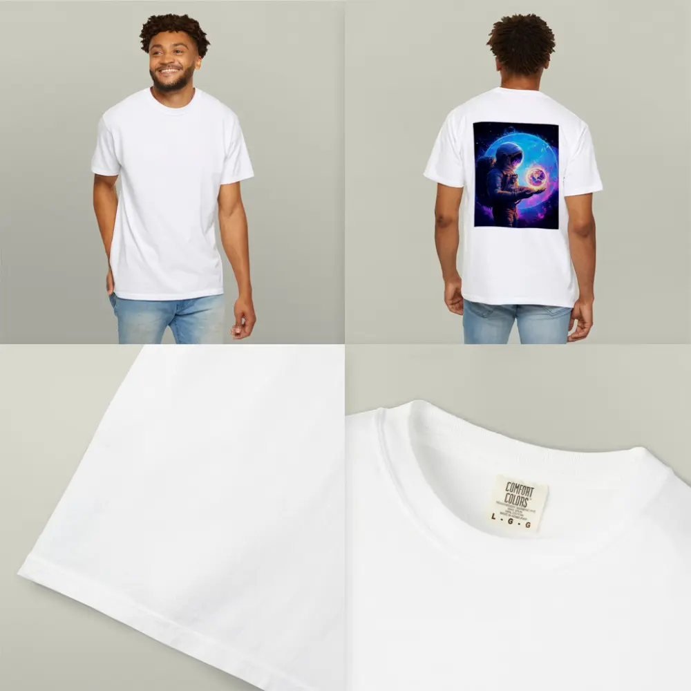 Astronaut Holding Glowing Earth in Space – T-Shirts
