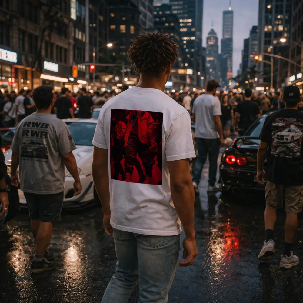 Red Light Hip Hop Street Fashion Figure – T-Shirts