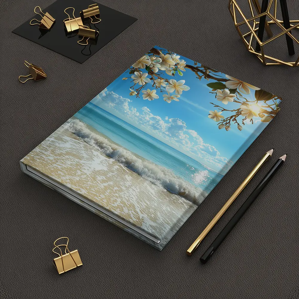 Plumeria Flowers Over Tropical Beach Ocean – Notebooks