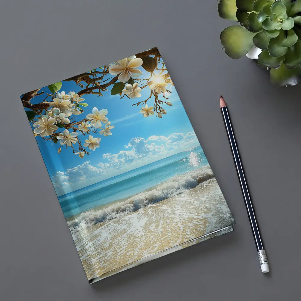 Plumeria Flowers Over Tropical Beach Ocean – Notebooks