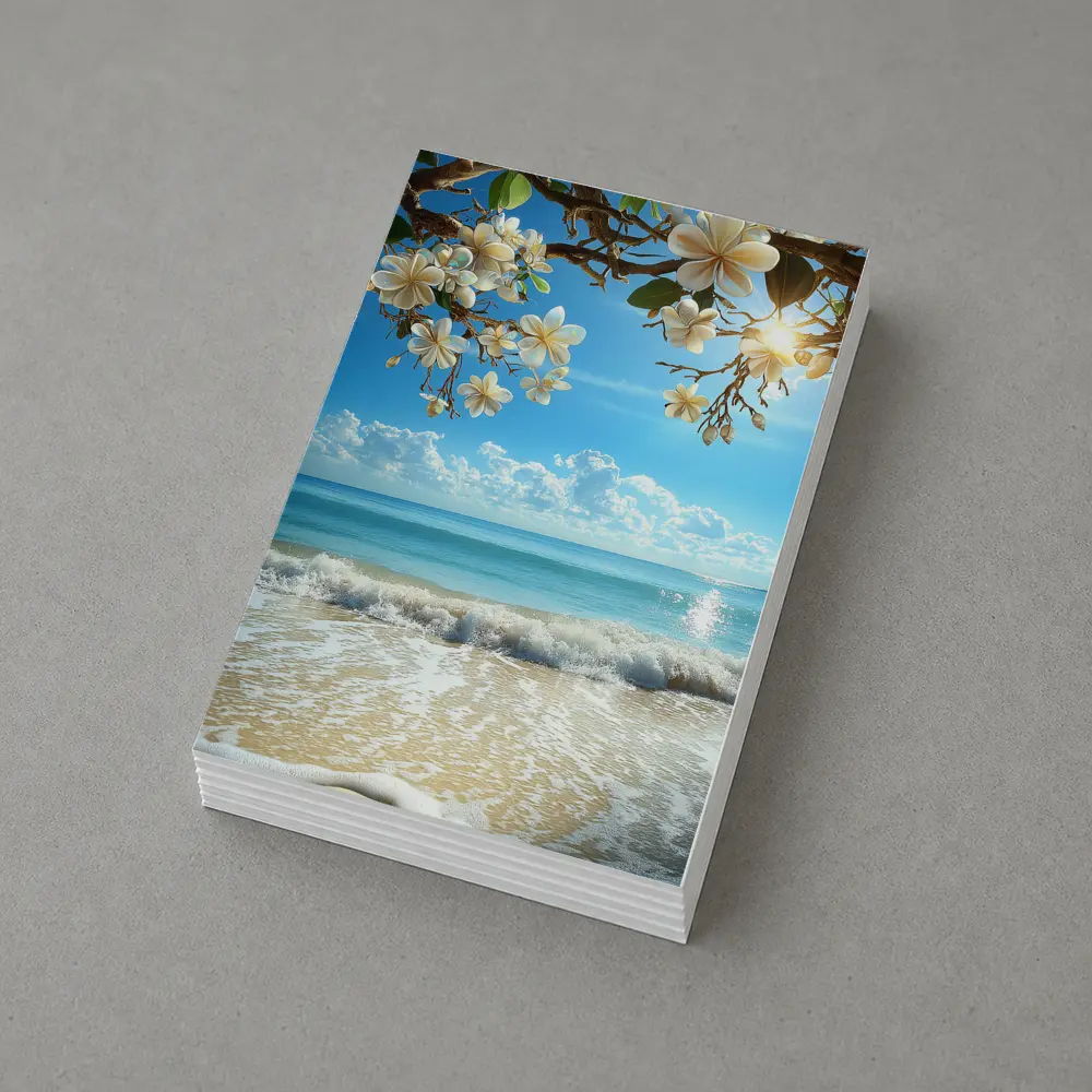 Plumeria Flowers Over Tropical Beach Ocean – Postcards