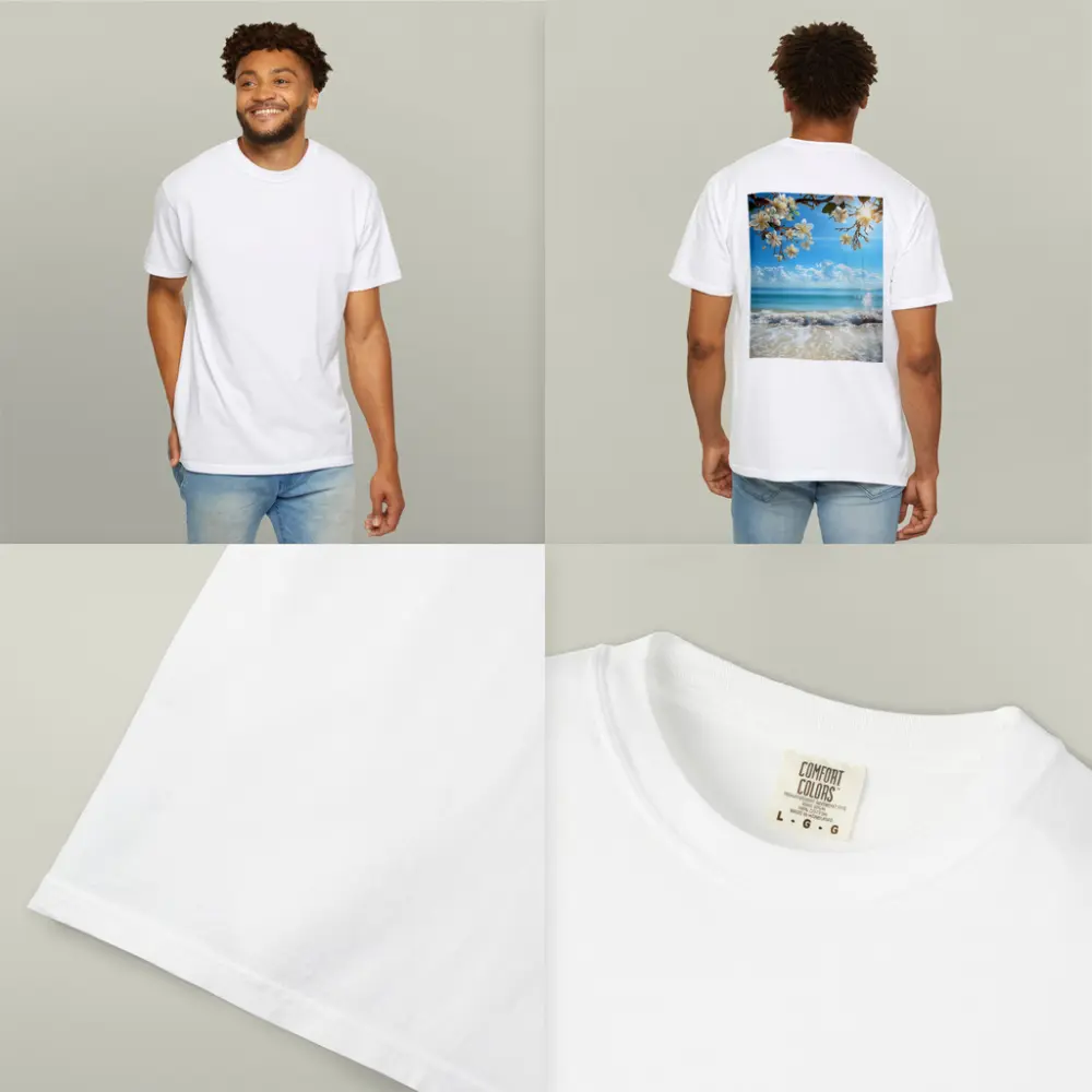 Plumeria Flowers Over Tropical Beach Ocean – T-Shirts