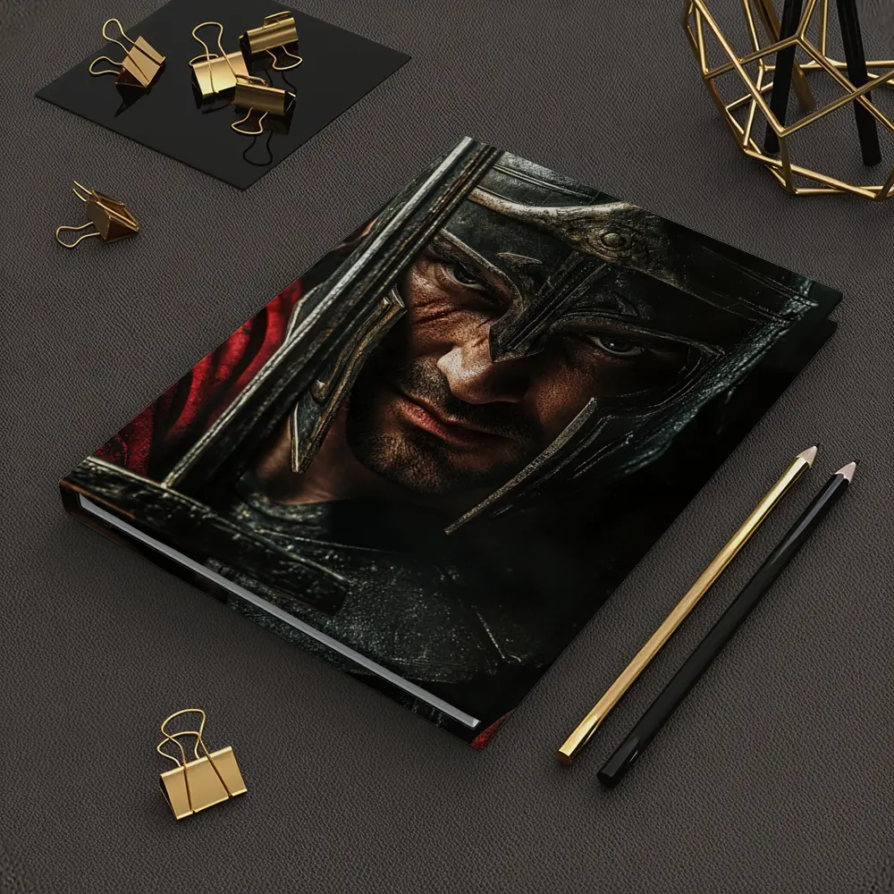 Spartan Warrior Helmet Sword Dark Background – Notebooks