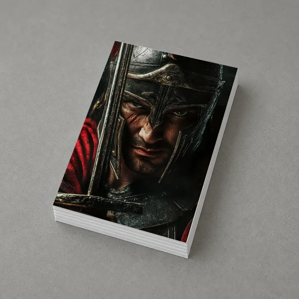 Spartan Warrior Helmet Sword Dark Background – Postcards