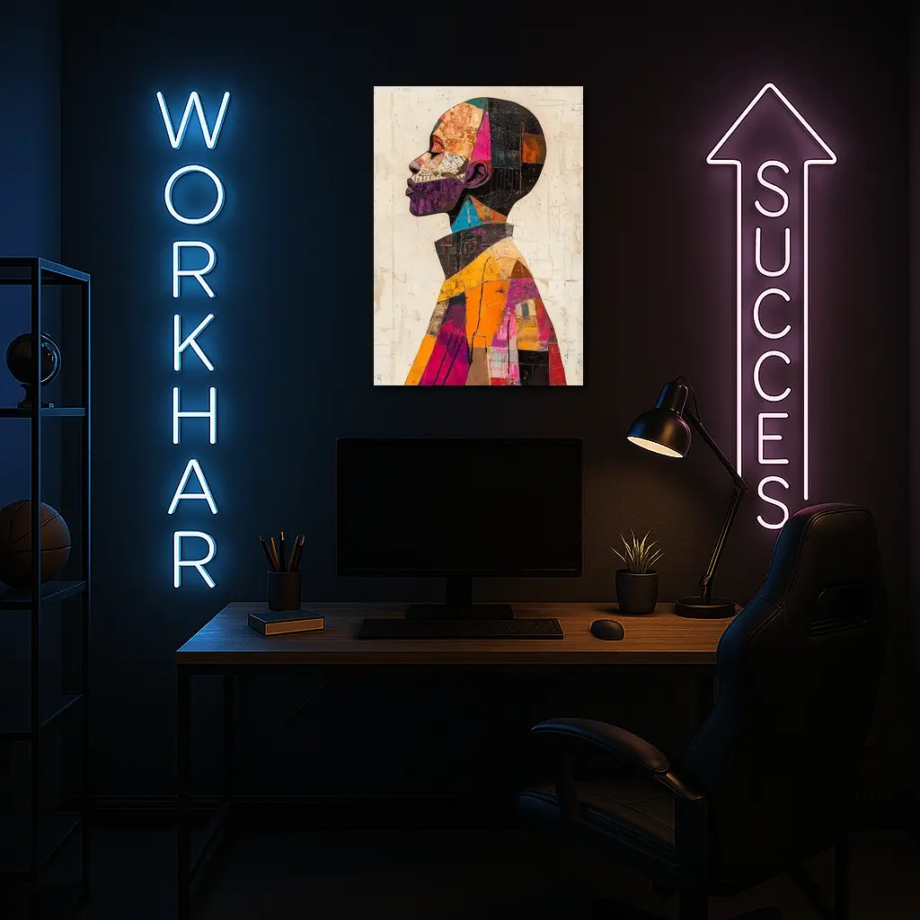 Abstract Collage Portrait Man Side Profile – Wall Art